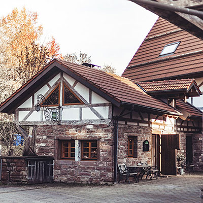 Blick in den Hof der Mühlenschenke