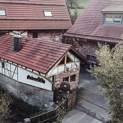 Die Mühlenschenke aus der Luft